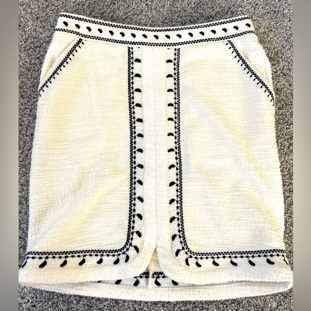 Anthropologie Dolan Textured Ivory/white Mini Skirt With Pockets Back Zip In XS